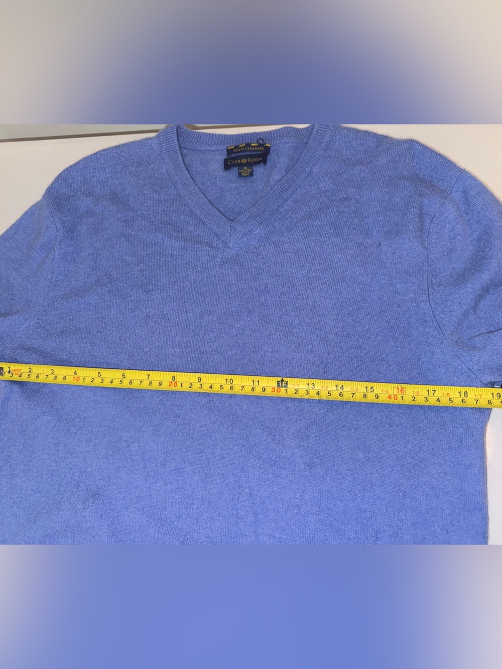 Club Room Estate Cashmere Men Classic V-Neck Blue Sweater Pullover Size Medium - Picture 7 of 15
